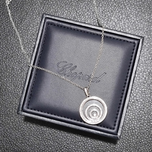 Chopard Jewelry - Chopard Silver Concentric Circle Diamond Accent Necklace